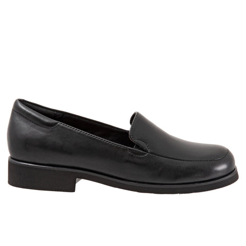 Trotters Jaiden T2058-001 Womens Black Wide Leather Slip On Loafer Flats Shoes