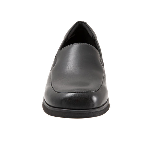 Trotters Jaiden T2058-001 Womens Black Wide Leather Slip On Loafer Flats Shoes