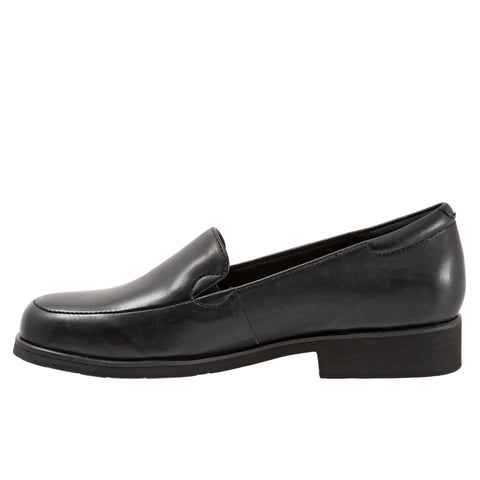 Trotters Jaiden T2058-001 Womens Black Wide Leather Slip On Loafer Flats Shoes