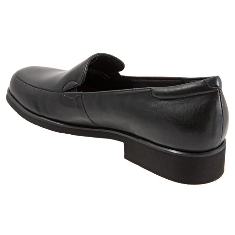 Trotters Jaiden T2058-001 Womens Black Wide Leather Slip On Loafer Flats Shoes