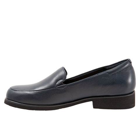 Trotters Jaiden T2058-400 Womens Blue Wide Leather Loafer Flats Shoes