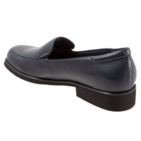 Trotters Jaiden T2058-400 Womens Blue Wide Leather Loafer Flats Shoes