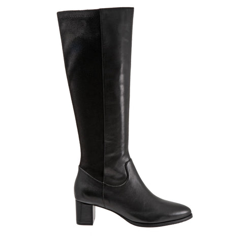 Trotters Kirby T2061-001 Womens Black Leather Zipper Knee High Boots