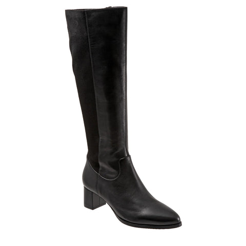 Trotters Kirby T2061-001 Womens Black Leather Zipper Knee High Boots