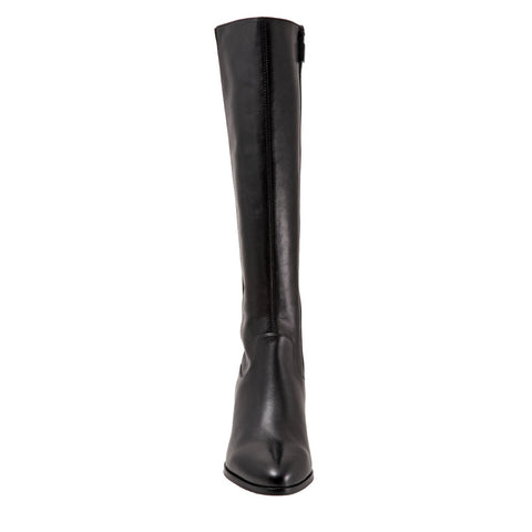 Trotters Kirby T2061-001 Womens Black Leather Zipper Knee High Boots