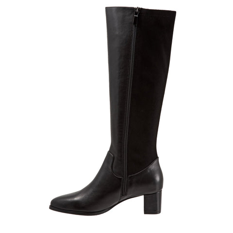 Trotters Kirby T2061-001 Womens Black Leather Zipper Knee High Boots