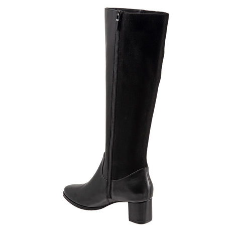 Trotters Kirby T2061-001 Womens Black Leather Zipper Knee High Boots