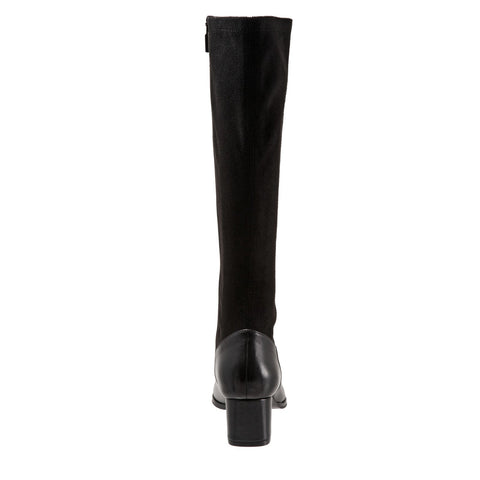 Trotters Kirby T2061-001 Womens Black Leather Zipper Knee High Boots