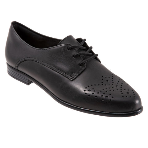 Trotters Livvy T2062-001 Womens Black Wide Leather Loafer Flats Shoes