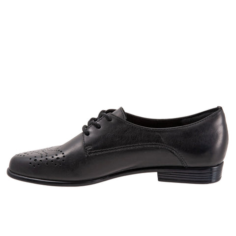 Trotters Livvy T2062-001 Womens Black Wide Leather Loafer Flats Shoes