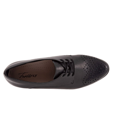 Trotters Livvy T2062-001 Womens Black Wide Leather Loafer Flats Shoes