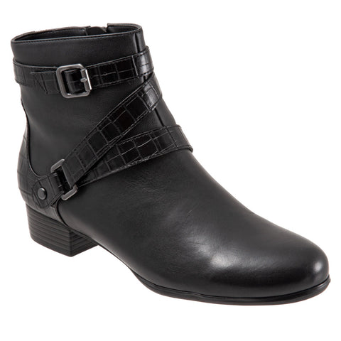 Trotters Mika T2064-001 Womens Black Leather Ankle & Booties Boots
