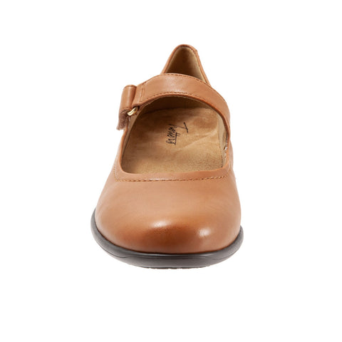 Trotters Rona T2066-206 Womens Brown Leather Strap Mary Jane Flats Shoes