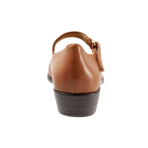 Trotters Rona T2066-206 Womens Brown Leather Strap Mary Jane Flats Shoes