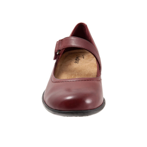 Trotters Rona T2066-601 Womens Red Narrow Leather Strap Mary Jane Flats Shoes