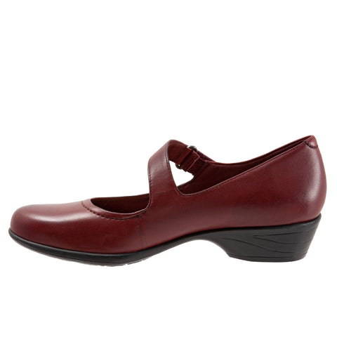 Trotters Rona T2066-601 Womens Red Narrow Leather Strap Mary Jane Flats Shoes
