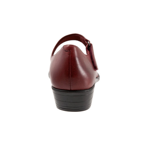 Trotters Rona T2066-601 Womens Red Narrow Leather Strap Mary Jane Flats Shoes
