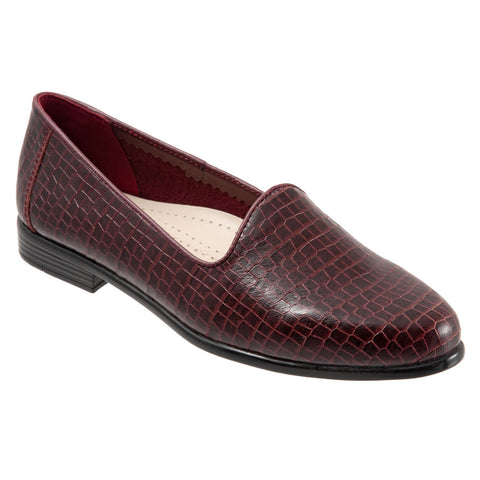 Trotters Liz Croco T2068-648 Womens Burgundy Extra Wide Loafer Flats Shoes