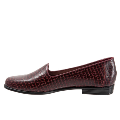 Trotters Liz Croco T2068-648 Womens Burgundy Extra Wide Loafer Flats Shoes