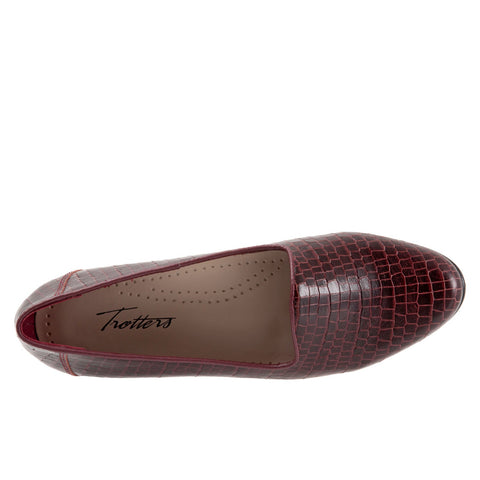 Trotters Liz Croco T2068-648 Womens Burgundy Extra Wide Loafer Flats Shoes
