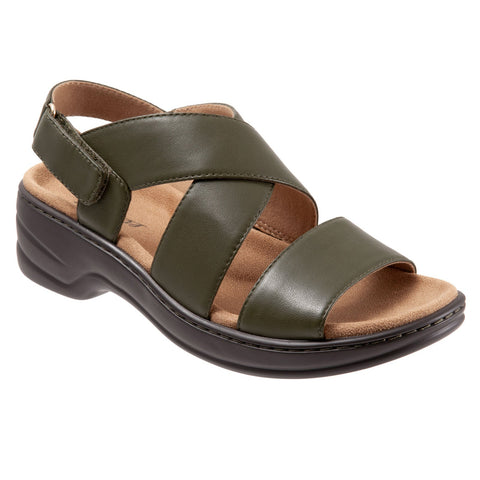 Trotters Nobu T2106-340 Womens Green Narrow Leather Slingback Sandals Shoes