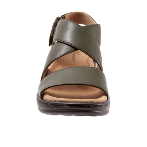 Trotters Nobu T2106-340 Womens Green Narrow Leather Slingback Sandals Shoes