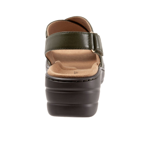 Trotters Nobu T2106-340 Womens Green Wide Leather Slingback Sandals Shoes