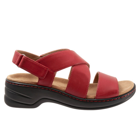 Trotters Nobu T2106-601 Womens Red Leather Strap Slingback Sandals Shoes