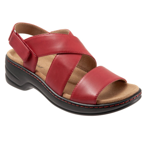 Trotters Nobu T2106-601 Womens Red Leather Strap Slingback Sandals Shoes
