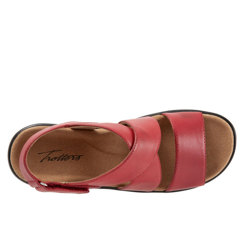 Trotters Nobu T2106-601 Womens Red Leather Strap Slingback Sandals Shoes
