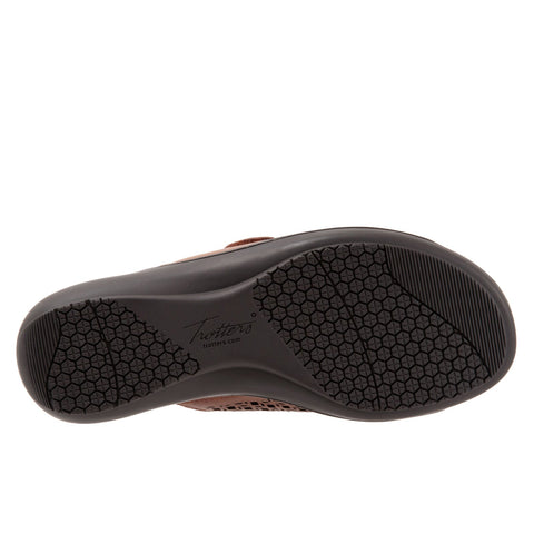 Trotters Ruthie T2113-215 Womens Brown Leather Strap Slides Sandals Shoes