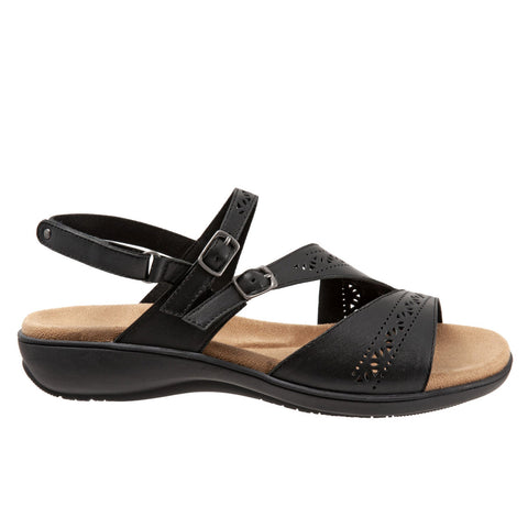 Trotters Razzi T2114-001 Womens Black Leather Slingback Sandals Shoes