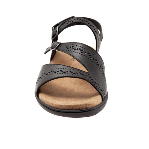Trotters Razzi T2114-001 Womens Black Leather Slingback Sandals Shoes