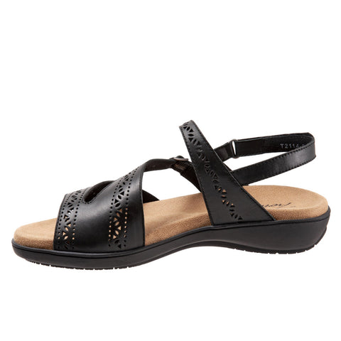 Trotters Razzi T2114-001 Womens Black Leather Slingback Sandals Shoes