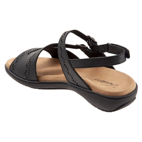 Trotters Razzi T2114-001 Womens Black Narrow Leather Slingback Sandals Shoes