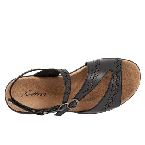 Trotters Razzi T2114-001 Womens Black Leather Slingback Sandals Shoes