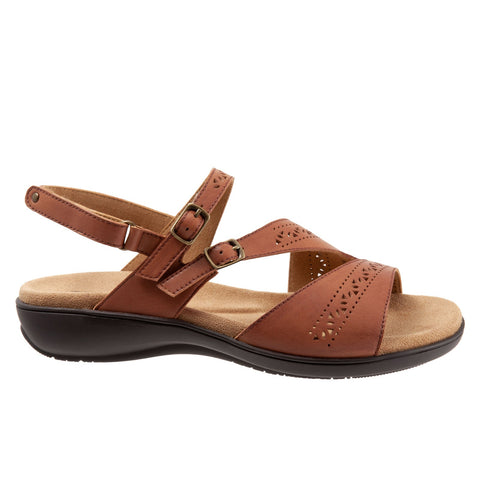 Trotters Razzi T2114-215 Womens Brown Narrow Leather Strap Sandals Shoes