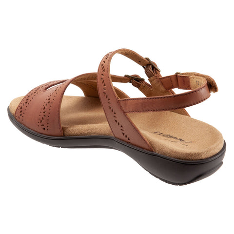 Trotters Razzi T2114-215 Womens Brown Wide Leather Strap Sandals Shoes
