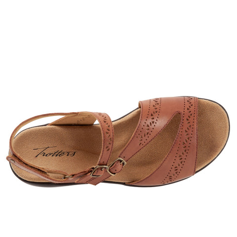 Trotters Razzi T2114-215 Womens Brown Leather Strap Sandals Shoes