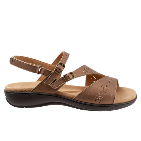 Trotters Razzi T2114-222 Womens Brown Wide Leather Slingback Sandals Shoes