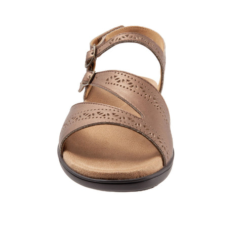 Trotters Razzi T2114-222 Womens Brown Wide Leather Slingback Sandals Shoes