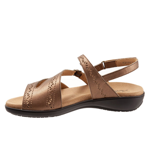 Trotters Razzi T2114-222 Womens Brown Wide Leather Slingback Sandals Shoes