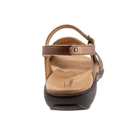 Trotters Razzi T2114-222 Womens Brown Wide Leather Slingback Sandals Shoes