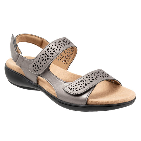 Trotters Romi T2118-033 Womens Gray Extra Wide Leather Slingback Sandals Shoes