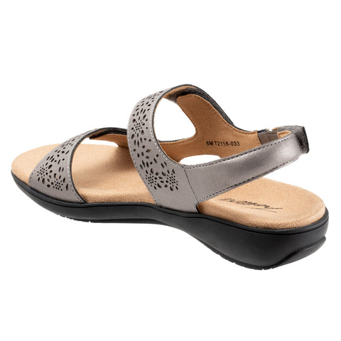 Trotters Romi T2118-033 Womens Gray Extra Wide Leather Slingback Sandals Shoes