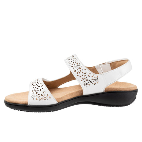 Trotters Romi T2118-100 Womens White Wide Leather Slingback Sandals Shoes