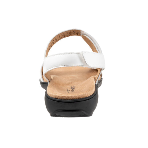 Trotters Romi T2118-100 Womens White Wide Leather Slingback Sandals Shoes