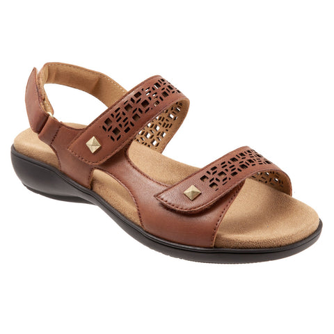 Trotters Romi T2118-215 Womens Brown Leather Strap Slingback Sandals Shoes
