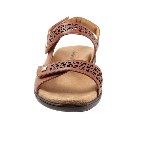 Trotters Romi T2118-215 Womens Brown Wide Leather Slingback Sandals Shoes