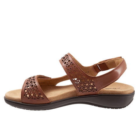 Trotters Romi T2118-215 Womens Brown Wide Leather Slingback Sandals Shoes